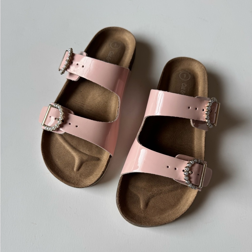 Cat & Jack Pink Kids Sandals with pearl Buckles